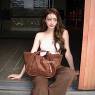Limited Edition Merger Collaborative Airport Leather Velvet Tote Bag Designer Abina Orm Soft Square