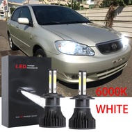 For Toyota Altis E120 2001 2002 2003 2004 2005 2006 (Head Lamp) 1 Pair Bright LED White 6000K Bulbs Headlight Conversion Kit 12-32V