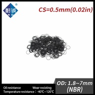 20PCS/lot Rubber Black NBR CS 0.5mm thickness OD1.8/2.5/2.8/3/3.5/4/4.5/5/7mm ORing Gasket watch wat