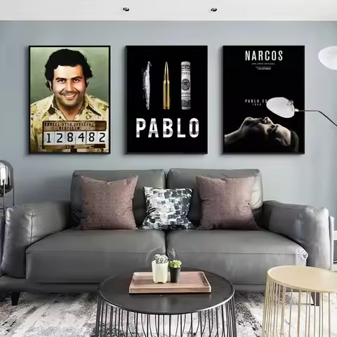 Classic Vintage , Wall Art, Drug Lords TV Series Pablo Escobar, Canvas Printed Poster, Home Living R