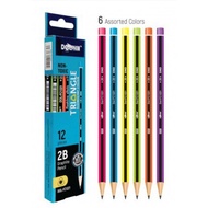 Dolphin 2B Pencil Fluorescent Colour (6pcs) (DOL-FC1221) Pencils