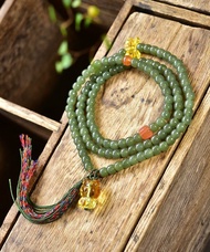 秒殺價 和田玉碧玉108毛衣鏈上身簡單大方