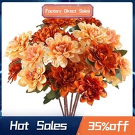 6Pcs Artificial Fall Flowers, 18 Heads Silk Fake Mums Flowers Faux Chrysanthemum Orange Flowers for Home Decor