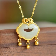 Auspicious Cloud Lock Necklace Chinese Pendant Ruyi Lock Light Luxury Small Lock Baby Lock Necklace 