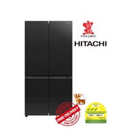 Hitachi R-WB640PMS1-5 GCK (Glass Clear Black) Side by Side French Bottom Fridge (Net 569L)