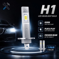 Led Headlight Bulb H1 H3 Pair Fanless Plug Play 12V 6500K Cool White 16 CSP Chips