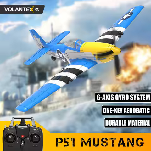 VOLANTEXRC P51 P51D EPP RC Plane 4CH RC Airplane P51 Mustang 2.4Ghz 400mm With Xpilot Stabilization 