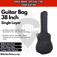 Single Layer Acoustic Guitar Bag (PVC38 / PVC41) 38 39 40 41 inci akustik gitar beg single strap