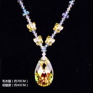 Ds925 Silver New Style Shiny Atmospheric Crystal Necklace Female Korean Version Simple Party Jewelry