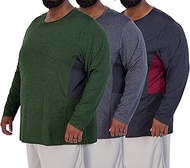 3 Pack: Men’s Big & Tall Tech Stretch Long-Sleeve & Short-Sleeve Dry-Fit T-Shirt (3XT-5XT)