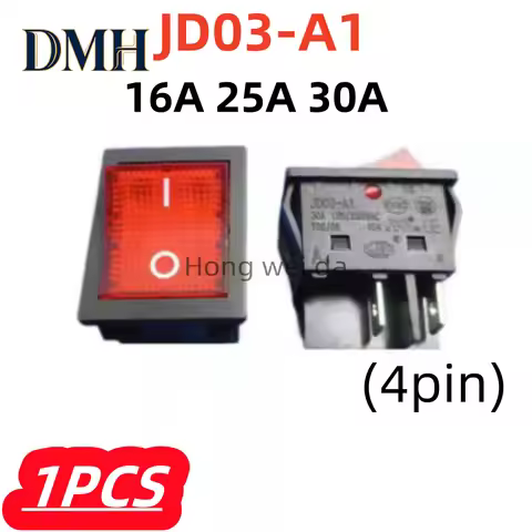1Pcs/lot 100% New JD03-A1 16A 25A 30A Welding Machine High-power Boat Type Switch with Light High Cu