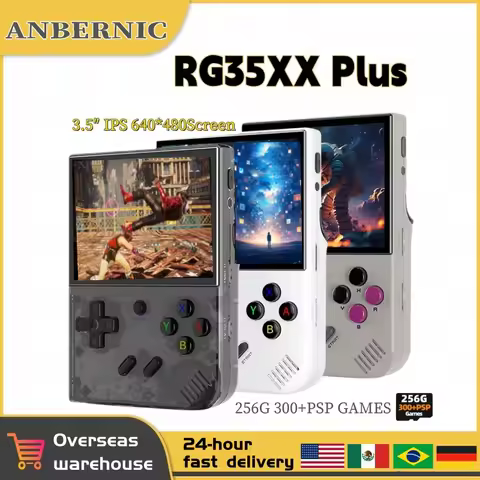 ANBERNIC RG35XX Plus Retro Handheld Game Console 3.5-inch IPS Screen Linux System 256GB 300+ PSP Vid