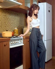 KINNI COTTON PANTS (BROWN/NAVY)กางเกงขายาวผู้หญิง