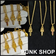 Necklace 22K Gold Plated Diamond Sword Gold Necklace 0421