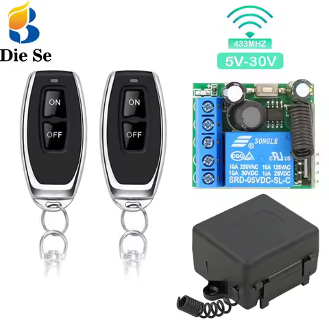 433 Mhz Universal Remote Control Wireless Switch 5V 12V 24V 30V 10A Relay Receiver Remote ON OFF for