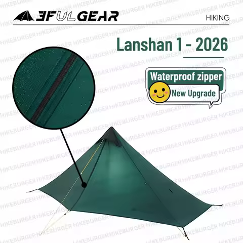 3F UL GEAR 2026 Lanshan 1 Tent Ultralight Outdoor Camping Poleless Tent T-zipper Door Waterproof Tre