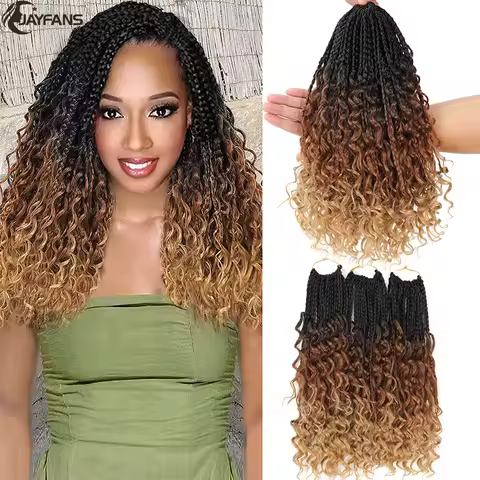 Goddess Box Braids With Curly Ends Crochet Hair 14 18Inch Boho Box Braids Crochet Hair 1B 30 27 Colo