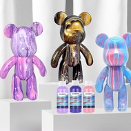 DIY Fluid Painting Handcraft DIY BearBrick acrylic pouring paint流体暴力熊