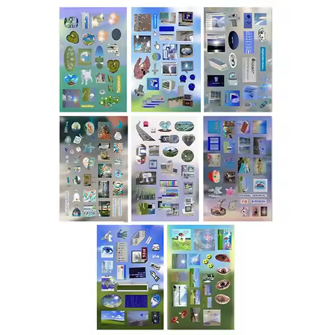 New 8/16 Sheets DIY Decoration Y2k Gen Z Electronic Memories Style Retro Dreamcore Collages Journals