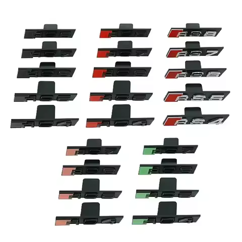 ABS Car Front Grille Emblem Accessories For Audi Sline RS3 RS4 RS5 RS6 RS7 RS8 A3 A1 A4 B8 B7 A6 C7 