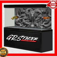 AM - STICKER AQUARIUM / BACKGROUND AQUARIUM / WALLPAPER AQUARIUM NAGA DRAGON 3D BISA CUSTOM / REQUES