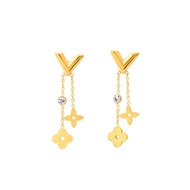 Yuki S 316L สร้อยคอสแตนเลสสำหรับผู้หญิงใหม่แฟชั่นเครื่องประดับ Fine V Letter 2พู่ Charms Chain Choke