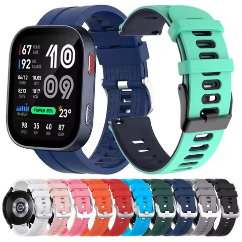 20mm 22mm Silicone Strap For AMAZFIT BIP Max 6 BALANCE 3 2 GTS 4 mini GTR 2e 2 3 4 Replace Sport Ban