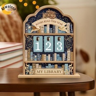 KOWELOSE Reading Tracker Signage, 2D Handmade Books Read Tracker,  Books Read This Year Wooden Readi