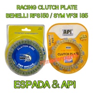 BENELLI RFS150/SYM VF3i 185/SYM185/RFS 150 i/RFS150i (ORIGINAL ESPADA &amp; API) (1 Set) Racing Clutch Plate Disc Klac Pad