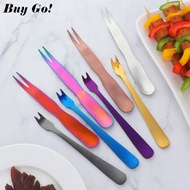 1PC Multi-functional Stainless Steel Dumpling Spoon Ice Cream Fruit Fork Mini Barbecue Gold Meat Fork for Kitchen Party Picnic