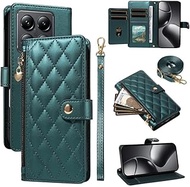 Generic Case for OPPO A77 4G/A77S 4G (Color: DARK GREEN) Crossbody STRAP Zip Wallet Leather Flip Bac