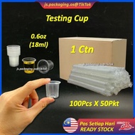 Disposable Plastic Testing Sampling Cup 0.6oz (18ml) PP Plastic Sample Cup Clear 100Pcs X 50pkt-1Ctn