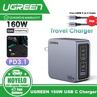 UGREEN 160W USB C Charger 4-Port PD 3.1 GaN Fast Charger Power Adapter With 3 USB C ports and 1 USB 