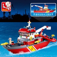 Sluban 0630 pioneer fire boat fire alarm building blocks toy