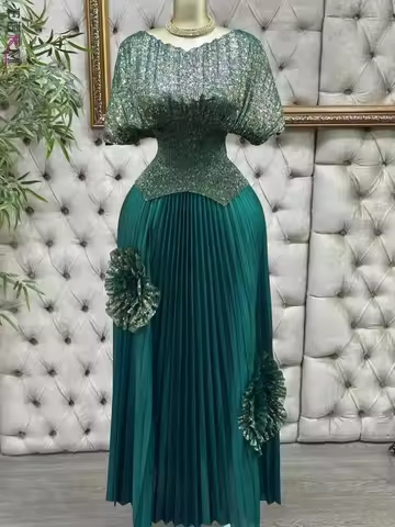 EGRM Pleated 2 Pieces Set Women Fashion V Neck Short Batwing Half Sleeved Irregular Hem Top + 3D Flo