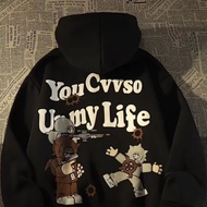 【 M-8XL 】American Hip-hop Retro Hoodie Jacket Men's Fashion Trend Couple Hoodie Loose Oversized Hood