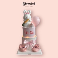Bunny Carrot Girl Baby Diaper Cake Hamper for Newborn, Full Month Party, 100 Days Celebration, Merries Diapers