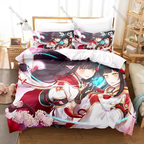 Hinoa Minoto Bedding Set Duvet Cover + 2 Pillowcases Monster Hunter Rise Twin Sisters 2026 Anime Bed