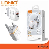 LDNIO A2316C 20W Fast Charge Charger QC3.0 + PD Fast Charge UK 3pin plug