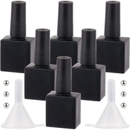 6One Pack GORGECRAFT Black Empty Nail Polish Bottle10ml Gel Nail Polish Bottle with Brush Square Opa