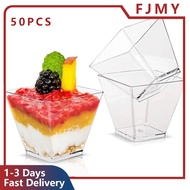 50/100 Pack 60ml Mousses Disposable Square Dessert Cup, 2 Floz DIY Party Supplies Durable Clear Trap