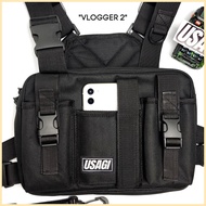 USAGI Vlogger 2 Chest Cam Motorcycle Bag w/ Smartphone Holder Pouch Body Camera ⊕ ☈ ◫