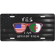 Sunglass Algerian American Flag Front Aluminum License Plate Suitable Outdoor Play 6 X 12 in