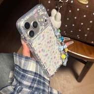 韩系彩色花朵透明闪粉适用iphone17promax苹果1615链条手机壳Korean color flower transparent glitter for iph20260319
