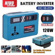 120W Power Inverter DC 18-21V To AC 220V Inverter Adapter for Makita 18V Battery