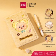Deli x Butterbear Personalized Notebook / Soft Fur Cover Notebook / Butterbear Notebook A6 96 sheets