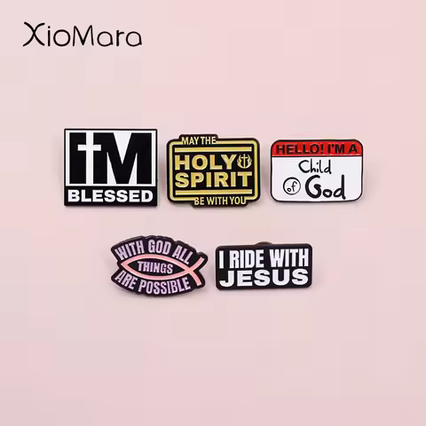 May The Holy Spirit Be With You Enamel Pins Jesus Blessed Quotes Brooches Lapel Badge Jewelry Gifts