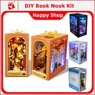 DIY Book Nook Kit DIY Doll House Booknook DIY Miniature Dollhouse Book Nook Shelf  with Sensor Led L