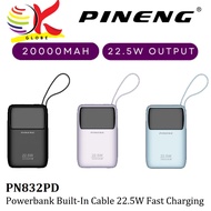 PINENG PN831PD 10000MAH | PN832PD 20000MAH POWERBANK FAST CHARGING BUILT-IN CABLE 22.5W TYPE C | I-C