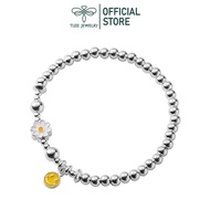 Lắc tay bạc nữ TLEE bi bạc 4mm mix charm hoa cúc mặt cười xinh xắn TLEE JEWELRY LT0190